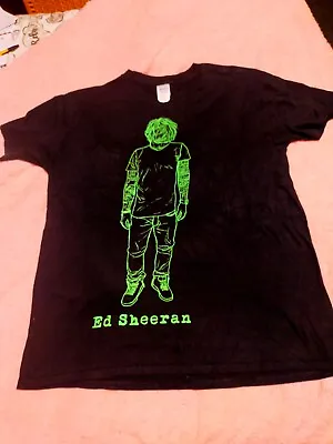 Buy Ed Sheeran Black T-shirt With Neon Green Figure Silhouette Size Large  • 10.99£