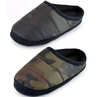 Buy Kids Army Camo Puffer Slippers Infant Junior Boys Girls Uk 9-3 Camouflage Gaming • 7.99£