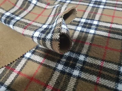 Buy Bonded Melton Fabric Fashionable Tartan Print Ideal For Jackets Hoodies UK Stock • 1.19£