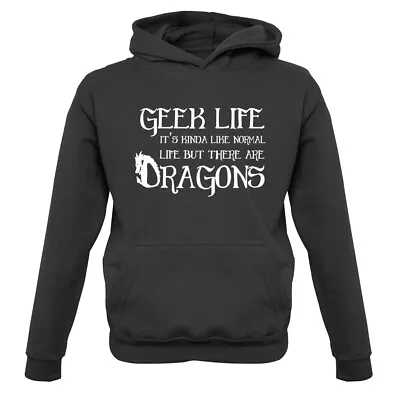 Buy Geek Life: Like Normal Life But With Dragons - Kids Hoodie Gaming Gamer Game • 16.95£