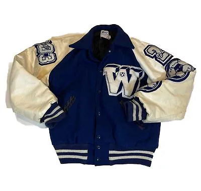 Buy Vintage Varsity Letterman Jacket Womens Blue Leather Neff Small S Made In USA • 37.84£