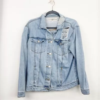 Buy Ashley Mason Destroyed Style Light Denim Jean Jacket Size L Large • 19.84£
