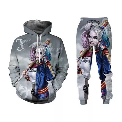 Buy Harley Quinn 3D Print Women/Mens Fashion Hoodie Sweatshirt+Pants Sport Suit 008 • 13.19£