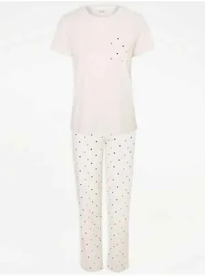 Buy Womens Size 20-22 Cream Mini Heart Print Short Sleeve Pyjama Gift Set • 8.50£