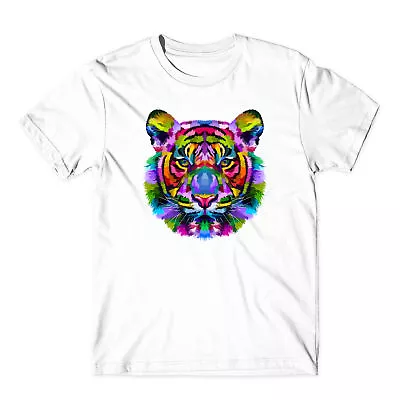 Buy Colorful Tiger Head T-shirt Funny Multi Logos Colourful Unisex Tee Top • 9.99£