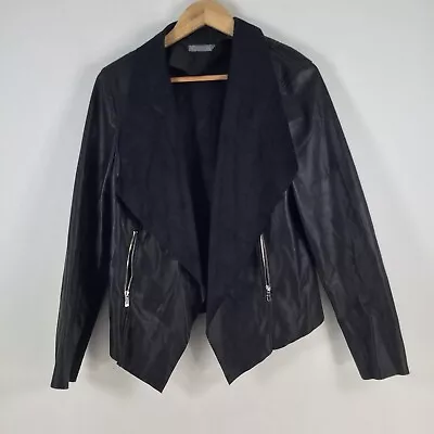 Buy Katies Womens Biker Jacket Size 12 Black Faux Leather Long Sleeve 079016 • 18.57£