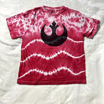 Buy Star Wars Kids Rebel Alliance Symbol Tie Dye Red White Black T-Shirt Medium • 5.98£
