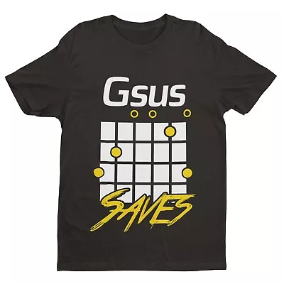 Buy Funny Guitar Christian T Shirt GSUS Saves Parody On Chord Gift Idea Jesus Faith • 9.77£