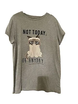 Buy Genuine Primark Grumpy Cat Not Today Grey T-Shirt Size 16 BNWT • 11.95£