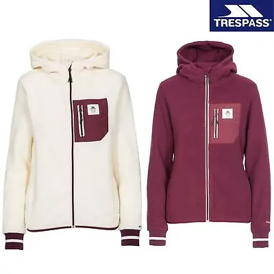 Buy Trespass Womens Rebola Full Zip Hooded Fleece Jacket Hoodie Zip Pocket Fig Ghost • 29.99£