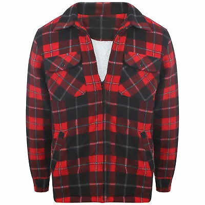 Buy Mens Hooded Fleece Jacket Padded Shirt Lumberjack Outdoor Workwear Thick Warm • 22.99£