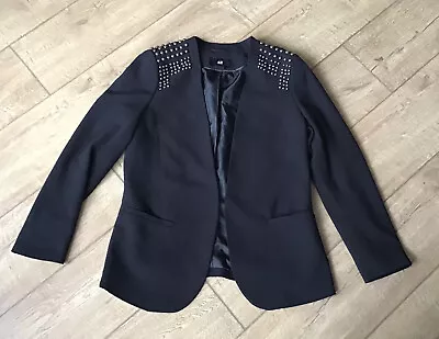 Buy H&M Black Open Front Occasion Blazer Size UK 12 Wedding Party Cruise • 3.99£