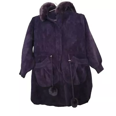 Buy Kiena Jacket Sz M Purple Cozy Warm Faux Fur Winter Coat Puff Drawstring  • 40.63£