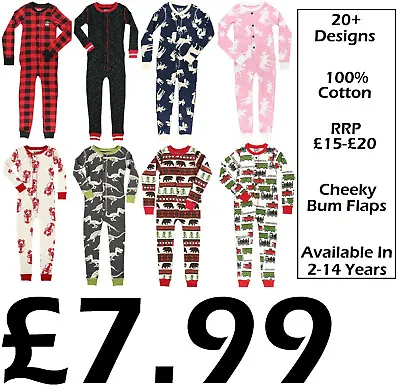 Buy Boys Girls Onezee All In One Snug Fit Pyjamas Cotton Sleepsuit 2-14 Years New • 7.99£