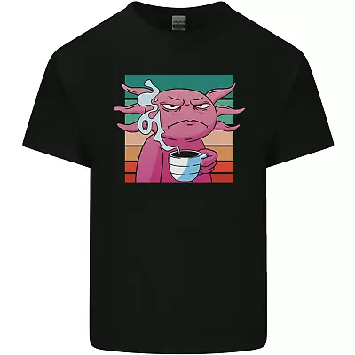 Buy Grumpy Axolotl With Coffee Mens Cotton T-Shirt Tee Top • 8.75£