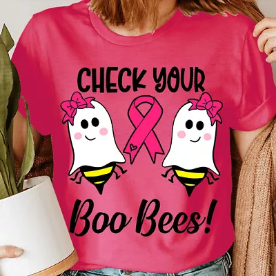 Buy Boo Bees Breast Cancer Awareness Pink Ribbon In October 2023 Womens T-Shirt #BC • 9.99£
