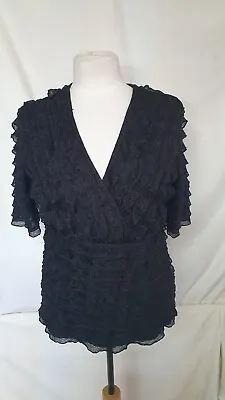 Buy New, With Tags, Ladies Top, Alexon, Size M, Ruffled, Black, 34  Bust, 1349 • 25£