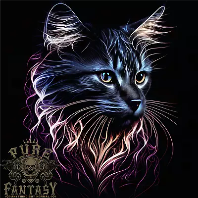 Buy A Fantasy Cat With Cool Colours 1 Mens T-Shirt 100% Cotton • 10.75£