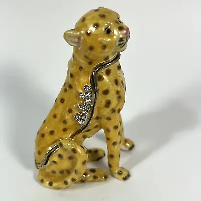 Buy Cheetah Trinket Box Jeweled Rhinestones Valentines Wild Cat Animal • 27.47£