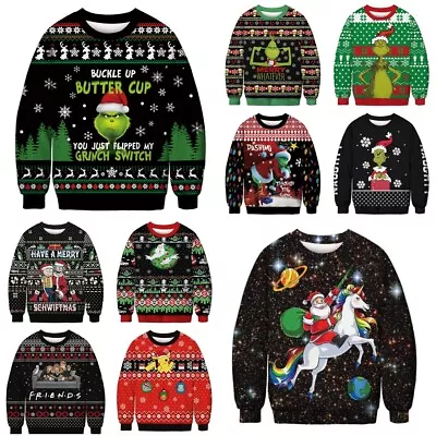 Buy Unisex Adults Grinch Rick Christams Hoodie Sweatshirt Pullover Jumper Gift Top • 14.35£
