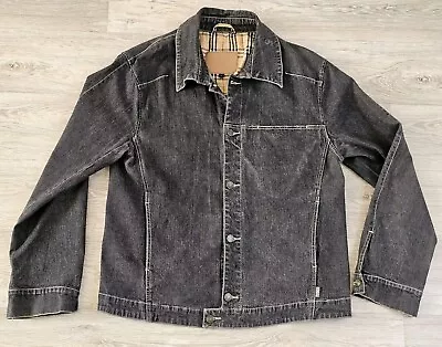 Buy Vintage Burberry Denim Jacket Mens Large L Black Nova Check Designer Casuals • 99.95£