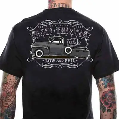Buy Lucky 13 Dragger Men's T-Shirt Rockabilly Biker Retro Punk Kustom Garage Hot Rod • 29.07£