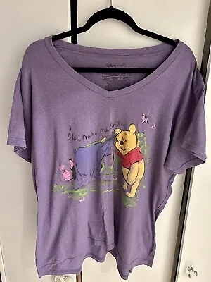 Buy Disney Store Winnie The Pooh You Make Me Smile Purple Plus Size 20 T-Shirt • 25.99£