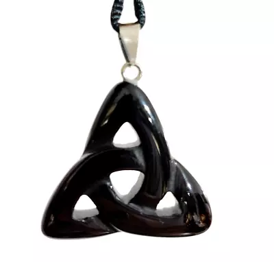 Buy Triquetra Obsidian Necklace Pendant Trinity Knot Gemstone Crystal Jewellery  • 9.95£