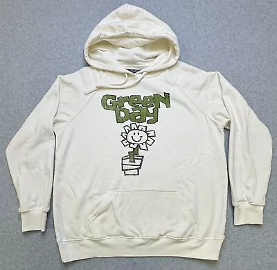 Buy Green Day Flowerpot Graphic Hoodie Soft Blend Sweatshirt Ivory Size M/L • 23.52£