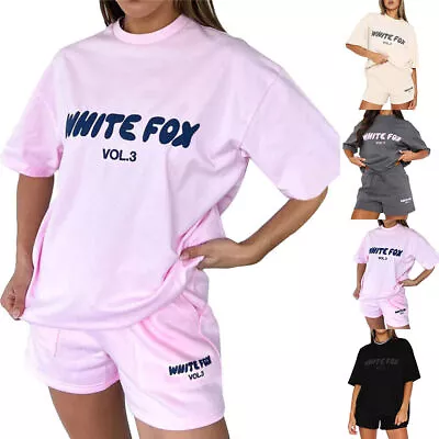 Buy Women White Fox T-shirt Holiday Casual Top Tee Shirt Blouse Loose Without Shorts • 10.56£