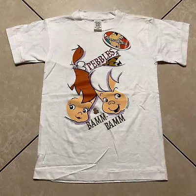 Buy NWT Vintage 1994 Flintstones Pebbles Bamm Bamm T-Shirt Youth Kids L White VTG • 31.46£