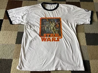 Buy STAR WARS 25th Anniversary T-SHIRT (Medium) WHITE 1977-2002 Movie Poster Logo • 35£