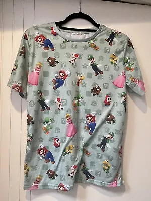 Buy Super Mario All Over Print T Shirt Kids Approx Size 14 - Nintendo Gaming Yoshi • 5.79£