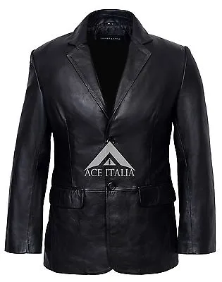 Buy CLASSIC BLAZER Men's BLACK Tailored Soft Real Lambskin Leather Jacket Coat 9124 • 124.99£
