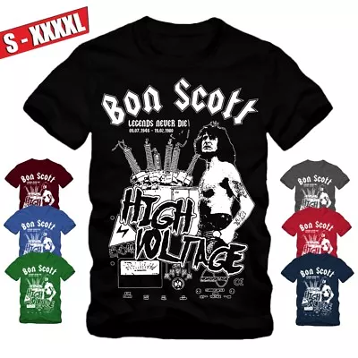 Buy BON SCOTT High Voltage MEMORY T-Shirt Australian Hard Rock Rock N Roll Singer   • 17.30£