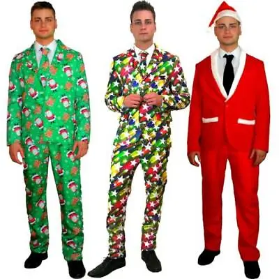 Buy Mens Adults Novelty Christmas Suit Jacket Tie Trousers Festive Funny Xmas Party • 26.99£