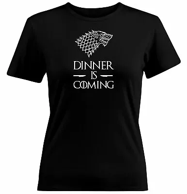 Buy Dinner Is Coming Juniors Women Teen Tee T-Shirt Food Lover Printed Gift Hungry • 17.01£