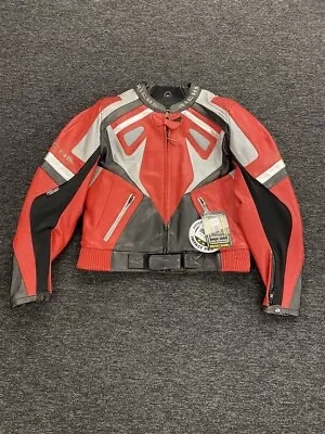 Buy Richa Ladies Motorcycle Leather Jacket - Red / Black / Silver - Various Sizes • 80£