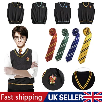 Buy Harry Potter Vest/Tie Wool Sweater School Uniform Fancy Dress Costume Slytherin • 16.99£