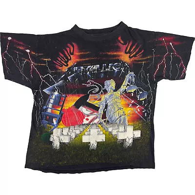 Buy Vintage 1991 Metallic Master Of Puppets AOP Single Stitch T-Shirt Black Medium • 349.99£
