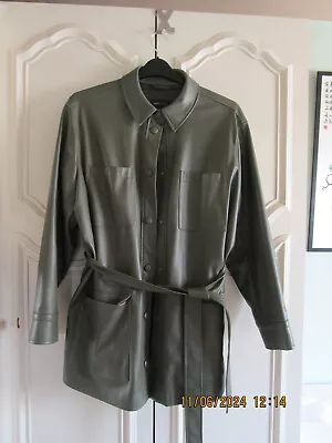Buy Leather Look Ladies Belted Jacket In Hunter Green Jacket Size 20 • 8£
