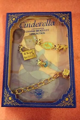 Buy Cinderella Charm Bracelet Disney Couture 5 Charm Gold Tone Castle Mouse Box New  • 53.08£
