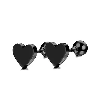 Buy Heart Flat Stainless Steel Earring Studs Screw Back Jewellery 8mm 1.2mm/16g J410 • 4.99£