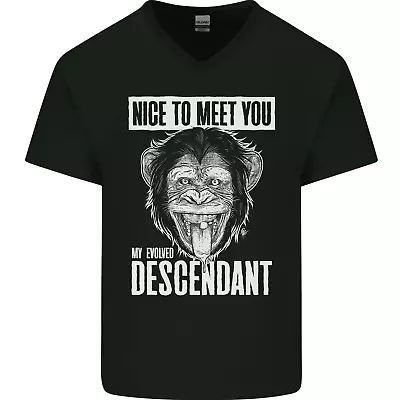 Buy Chimp Evolved Descendant Funny Monkey Ape Mens V-Neck Cotton T-Shirt • 11.99£