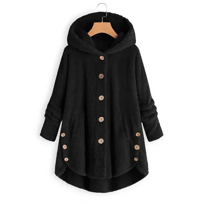 Buy Plus Size Womens Teddy Bear Hooded Fluffy Coat Fleece Jacket Hoodies Jumper Tops • 11.19£