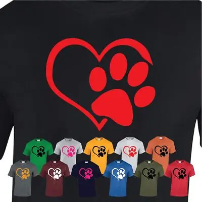 Buy Paw Print Heart Mens Tshirt Dogs Cats Pet Animals Lover Cute Tee Gift Top • 8.99£