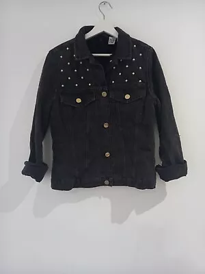 Buy River Island Size 12 Ladies Denim Jacket Studded Embellished Fleece Lined • 4.50£