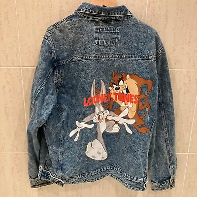Buy Looney Tunes Members Only Denim Jacket Embroidered Taz Bugs Bunny XL • 24.99£