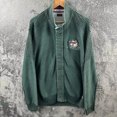 Buy Napapijri Mens Cardigan Jacket Green 3XL Buttoned Full Zip Flag Heavy Cotton • 39.99£