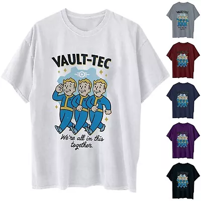 Buy Fallout Vault Boy Round T-Shirt Unisex Casual Cool Gamer Funny Retro T-Shirt • 10.97£